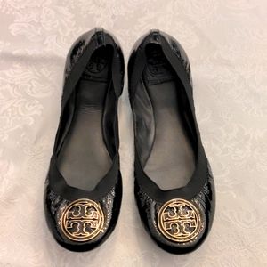 Tory Burch black patent leather ballet flats size 9